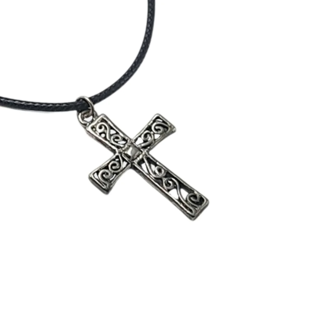 Silver Tone Filigree Cross Pendant 1.25